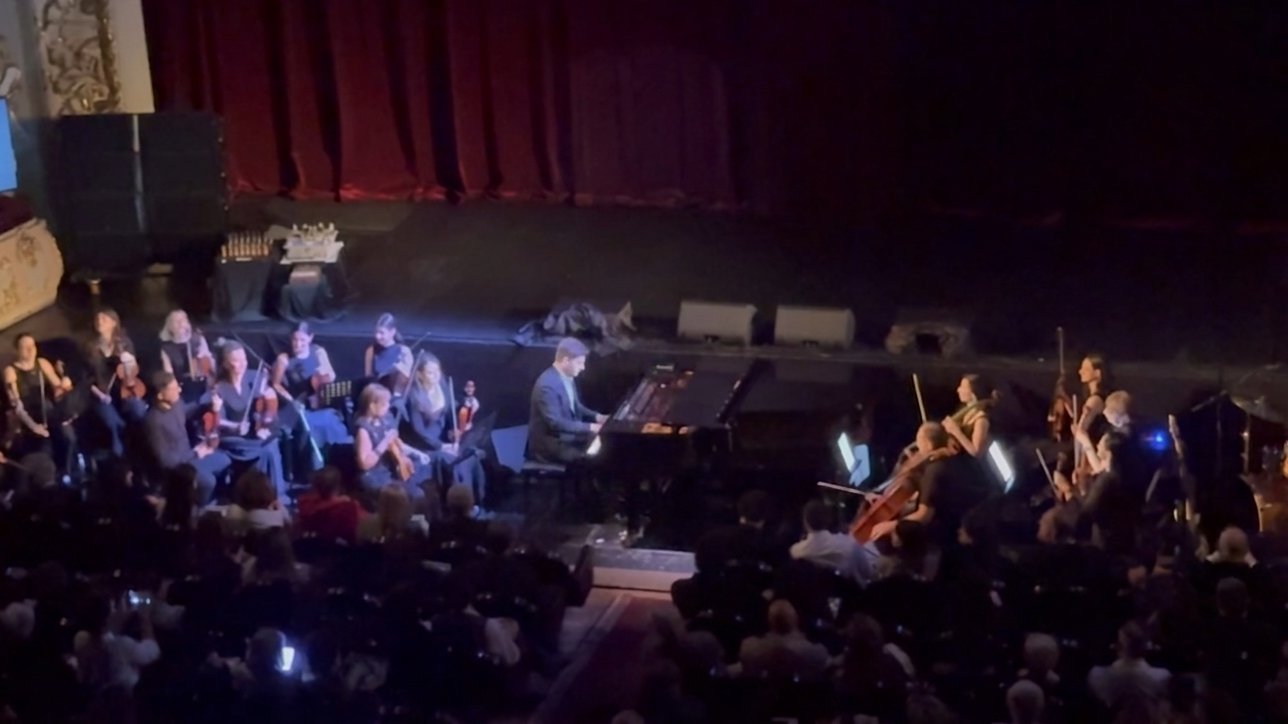 Grand piano in low light